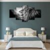 Roaring Lion 02 - Animal 5 Panel Canvas Art Wall Decor