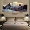 Rocky Beach - Ocean 5 Panel Canvas Art Wall Decor