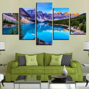 Rocky Mountain Lake - Space 5 Panel Canvas Art Wall Decor