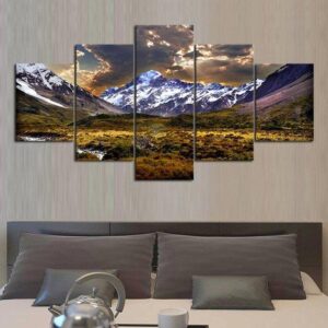Rocky Mountain Valley - Nature 5 Panel Canvas Art Wall Decor