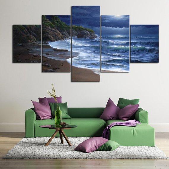 Rocky Shore 02 - Nature 5 Panel Canvas Art Wall Decor Rocky Shore 02 - Nature 5 Panel Canvas Art Wall Decor