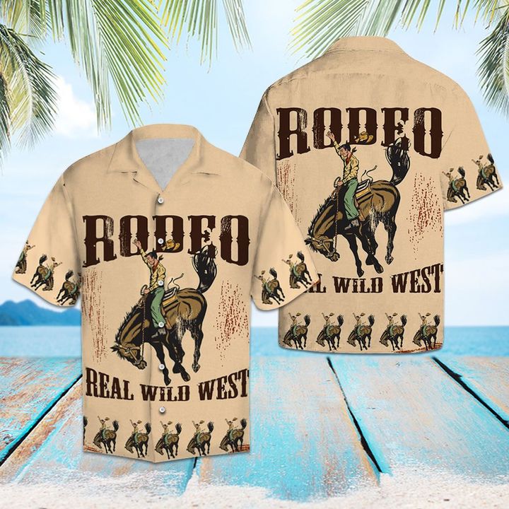Rodeo Real Wild West Hawaiian Shirt Summer Button Up Rodeo Real Wild West Hawaiian Shirt Summer Button Up