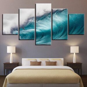 Rolling Waves Ocean Sea Wave Seascape Landscape - Nature 5 Panel Canvas Art Wall Decor