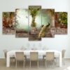 Romantic Vintage Building - Nature 5 Panel Canvas Art Wall Decor