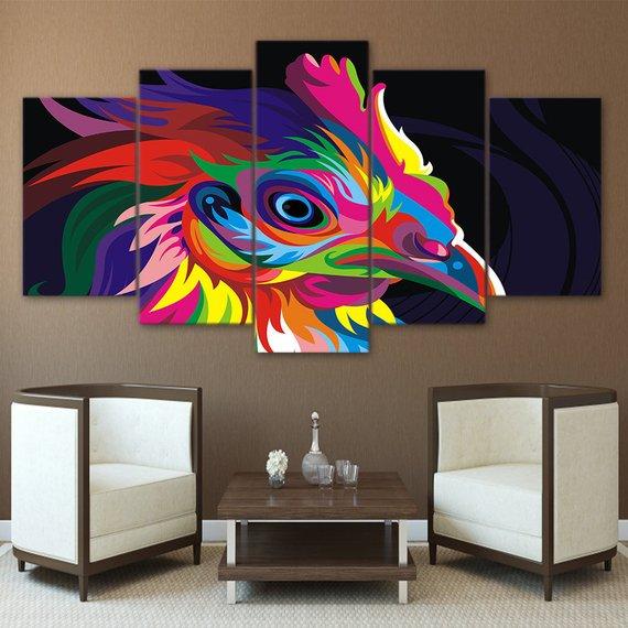 Rooster - Abstrcat 5 Panel Canvas Art Wall Decor Rooster - Abstrcat 5 Panel Canvas Art Wall Decor