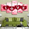 Rose Petals Love Heart - Abstract 5 Panel Canvas Art Wall Decor