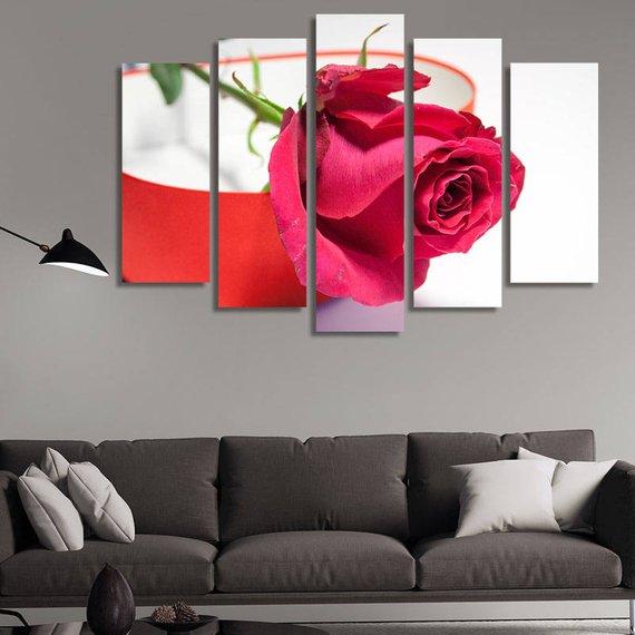 Rose With Thorns - Nature 5 Panel Canvas Art Wall Decor Rose With Thorns - Nature 5 Panel Canvas Art Wall Decor