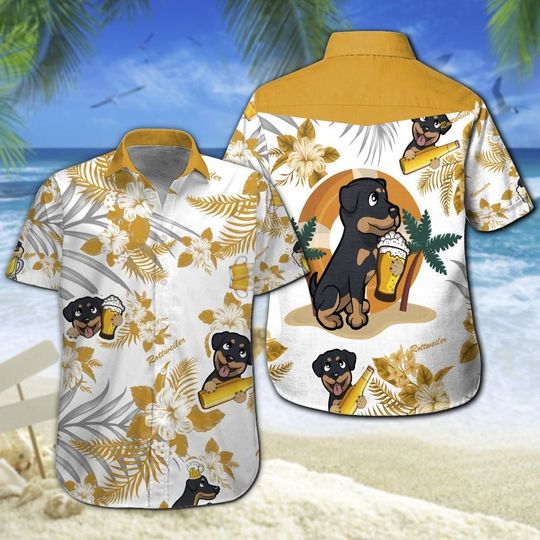 Rottweiler Beer Hawaiian Shirt Summer Button Up Rottweiler Beer Hawaiian Shirt Summer Button Up