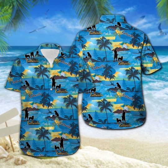 Rottweiler Hawaiian Shirt Summer Button Up Rottweiler Hawaiian Shirt Summer Button Up