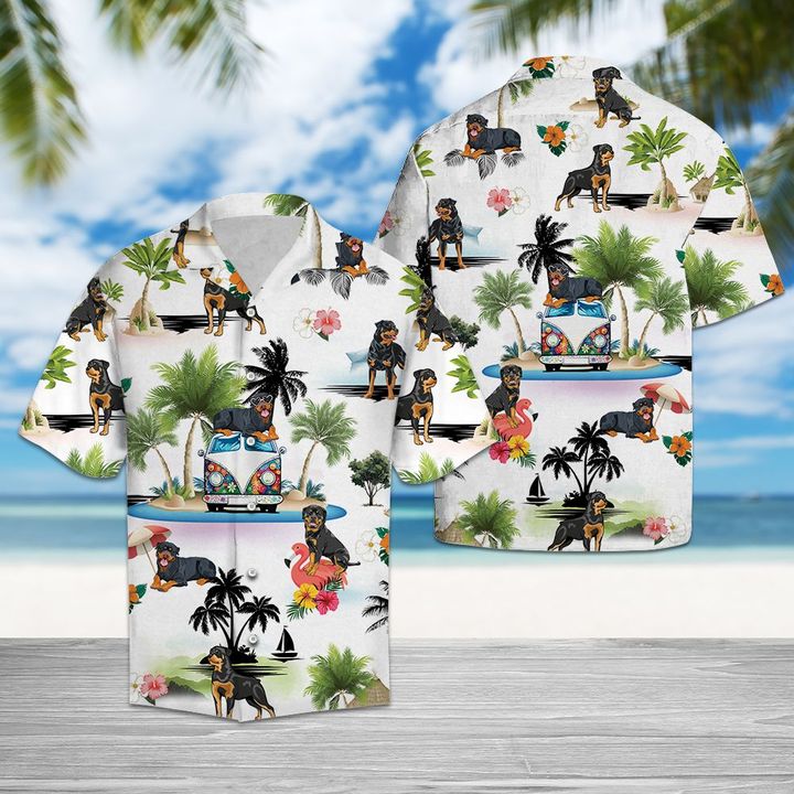 Rottweiler Vacation Hawaiian Shirt Summer Button Up Rottweiler Vacation Hawaiian Shirt Summer Button Up
