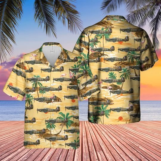 Royal Air Force Hawker Hurricane Mk2C Hawaiian Shirt Royal Air Force Hawker Hurricane Mk2C Hawaiian Shirt