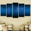 Royal Blue World - Abstract 5 Panel Canvas Art Wall Decor