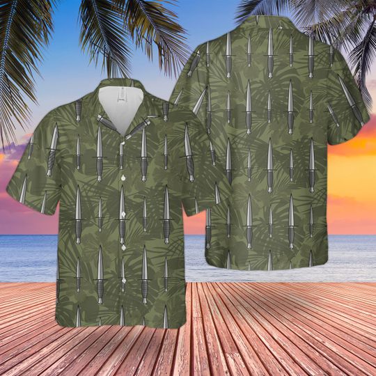 Royal Marines Commando Dagger Military Green Hawaiian Shirt Royal Marines Commando Dagger Military Green Hawaiian Shirt