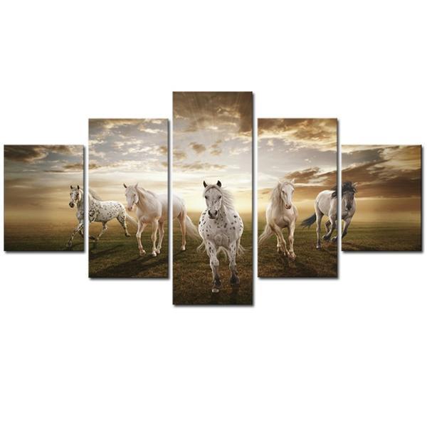 Running Galloping Horse - Animal 5 Panel Canvas Art Wall Decor Running Galloping Horse - Animal 5 Panel Canvas Art Wall Decor