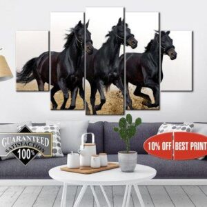 Running Horse Wild - Animal 5 Panel Canvas Art Wall Decor
