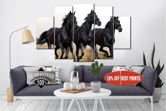 Running Horse Wild - Animal 5 Panel Canvas Art Wall Decor Running Horse Wild - Animal 5 Panel Canvas Art Wall Decor
