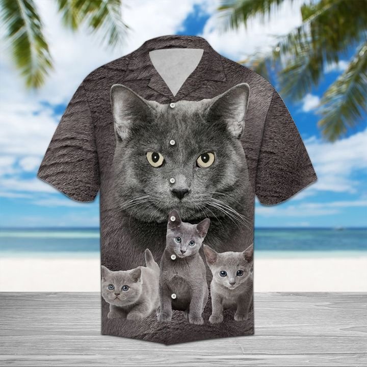 Russian Blue Great Hawaiian Shirt Summer Button Up Russian Blue Great Hawaiian Shirt Summer Button Up