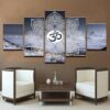 Sacred Om Mandala - Religion 5 Panel Canvas Art Wall Decor