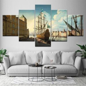 Sailboat 01 - Space 5 Panel Canvas Art Wall Decor