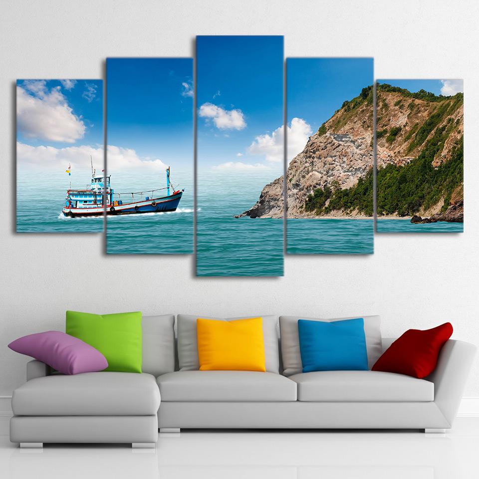 Sailing Boat 1 - Fishing 5 Panel Canvas Art Wall Decor Sailing Boat 1 - Fishing 5 Panel Canvas Art Wall Decor