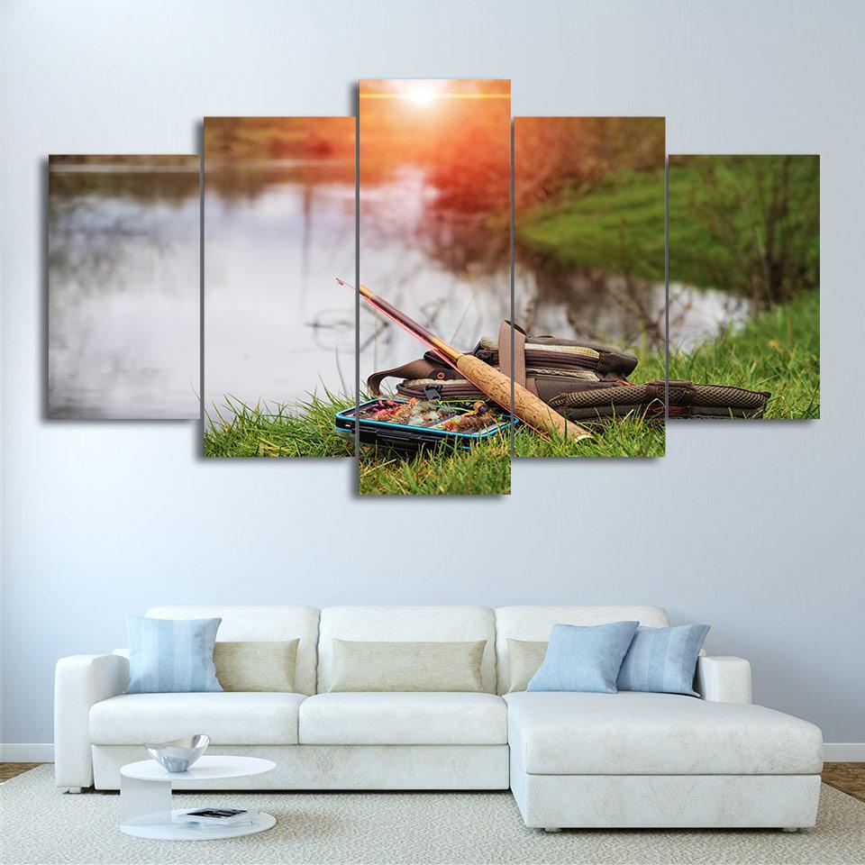 Sailing Boat - Fishing 5 Panel Canvas Art Wall Decor Sailing Boat - Fishing 5 Panel Canvas Art Wall Decor