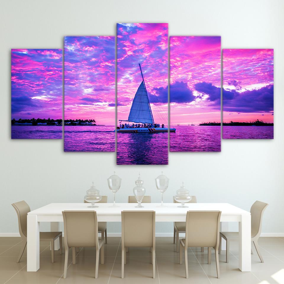 Sailing Seaview - Nature 5 Panel Canvas Art Wall Decor Sailing Seaview - Nature 5 Panel Canvas Art Wall Decor