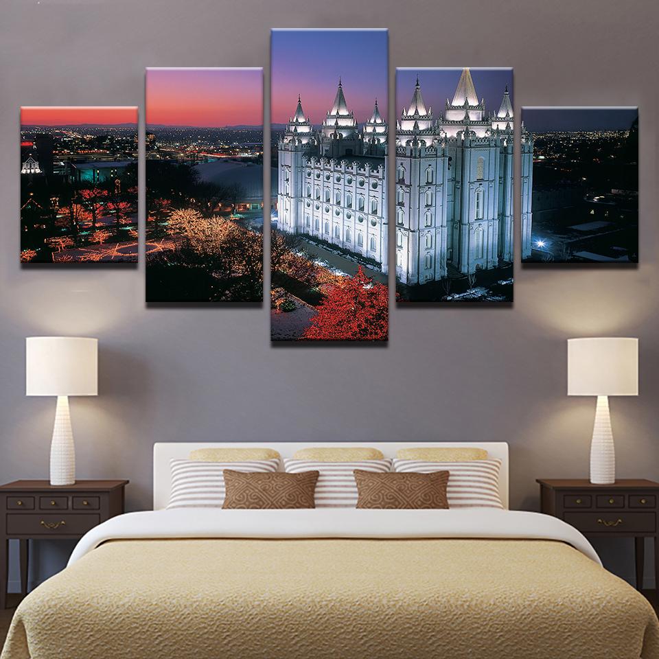 Salt Lake CityS Temple Square - Nature 5 Panel Canvas Art Wall Decor Salt Lake CityS Temple Square - Nature 5 Panel Canvas Art Wall Decor