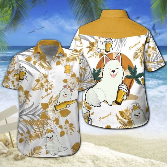 Samoyed Beer Hawaiian Shirt Summer Button Up Samoyed Beer Hawaiian Shirt Summer Button Up