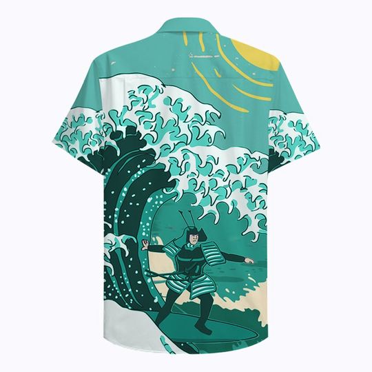 Samurai Surfing Hawaiian Shirt Samurai Surfing Hawaiian Shirt