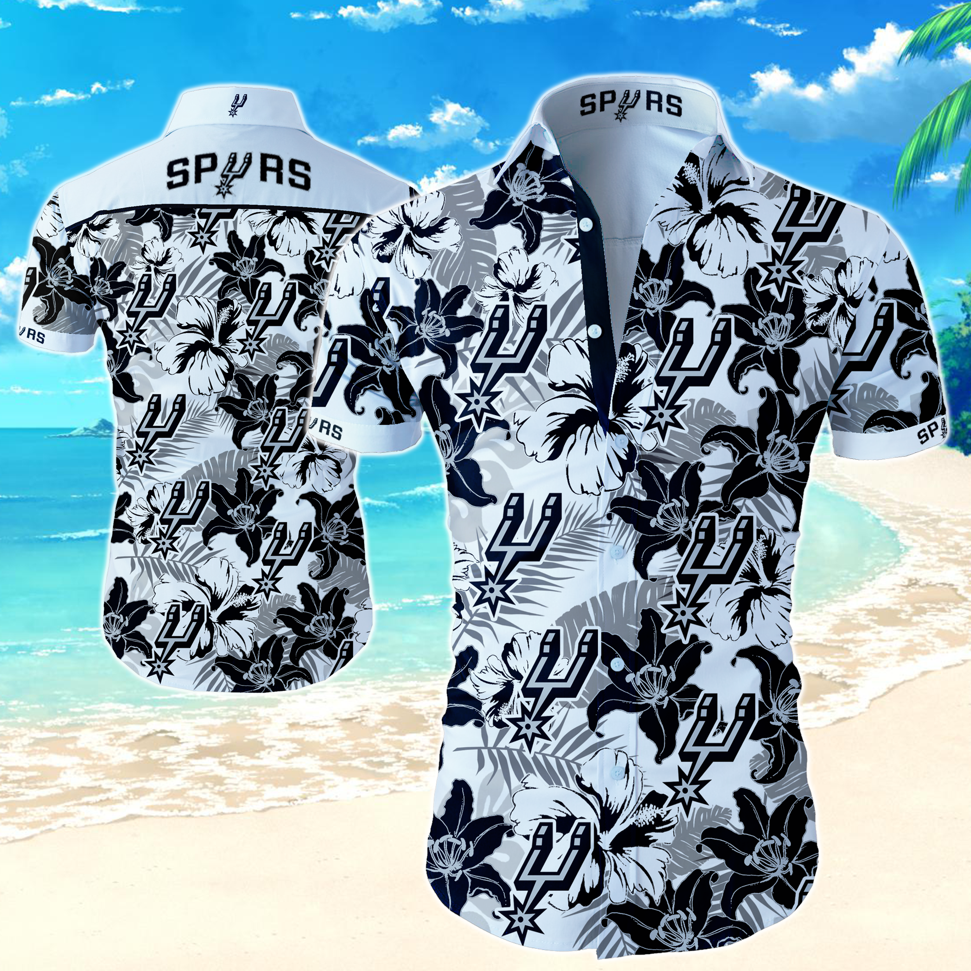 San Antonio Spurs Hawaiian Shirt Summer Button Up San Antonio Spurs Hawaiian Shirt Summer Button Up