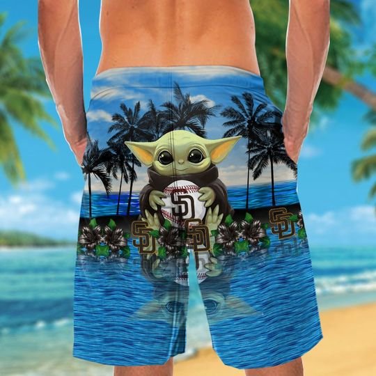 San Diego Padres And Baby Yoda Hawaiian Shirt Short San Diego Padres And Baby Yoda Hawaiian Shirt Short