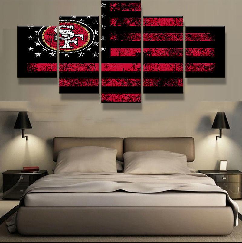 San Francisco 49Ers Football Flag - Sport 5 Panel Canvas Art Wall Decor San Francisco 49Ers Football Flag - Sport 5 Panel Canvas Art Wall Decor