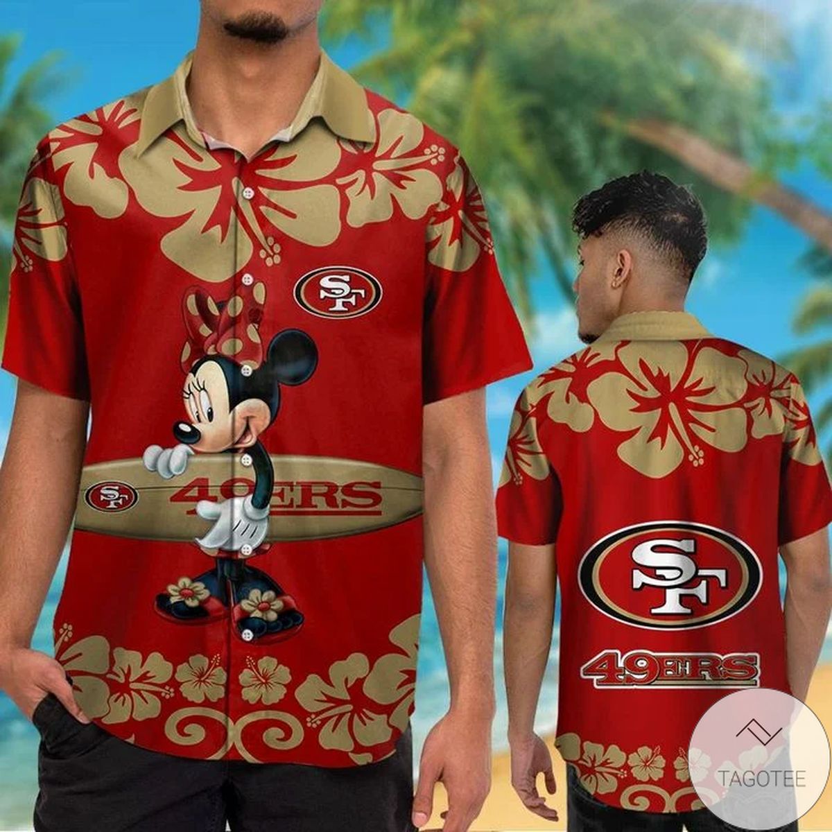 San Francisco 49Ers & Minnie Mouse Hawaiian Shirt San Francisco 49Ers & Minnie Mouse Hawaiian Shirt