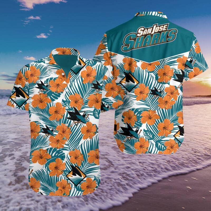 San Jose Hockey Hawaiian Shirt Summer Button Up San Jose Hockey Hawaiian Shirt Summer Button Up