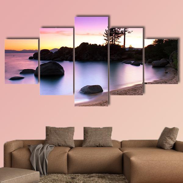 Sand Harbor Beach In Lake Tahoe - Nature 5 Panel Canvas Art Wall Decor Sand Harbor Beach In Lake Tahoe - Nature 5 Panel Canvas Art Wall Decor