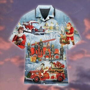 Santa Firefighter Hawaiian Shirt
