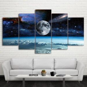 Satellite View - Space 5 Panel Canvas Art Wall Decor