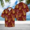 Saxophone Flower Hawaiian Shirt Summer Button Up