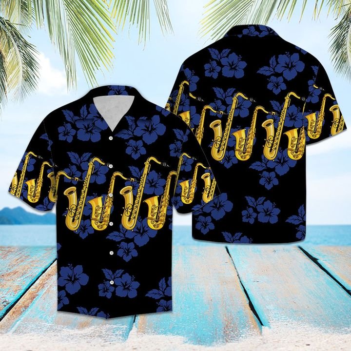 Saxophone For Hawaiian Shirt Summer Button Up Saxophone For Hawaiian Shirt Summer Button Up