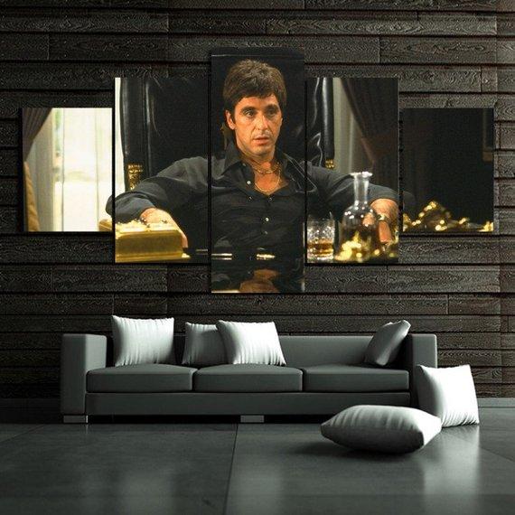Scarface Classic - Movie 5 Panel Canvas Art Wall Decor Scarface Classic - Movie 5 Panel Canvas Art Wall Decor