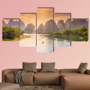 Scenic Guilin Scenery - Nature 5 Panel Canvas Art Wall Decor