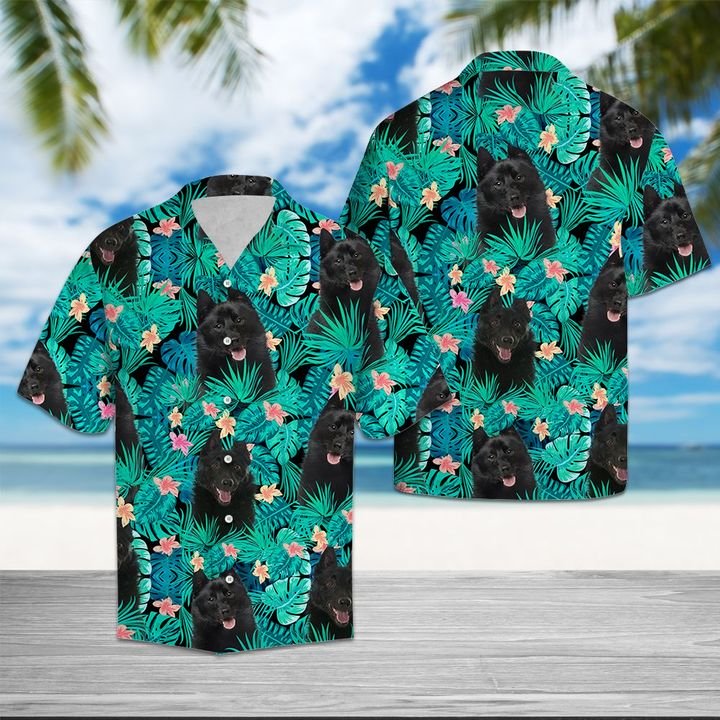 Schipperke Tropical Hawaiian Shirt Summer Button Up Schipperke Tropical Hawaiian Shirt Summer Button Up