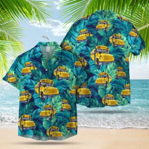 School Bus Pattern Hawaiian Shirt