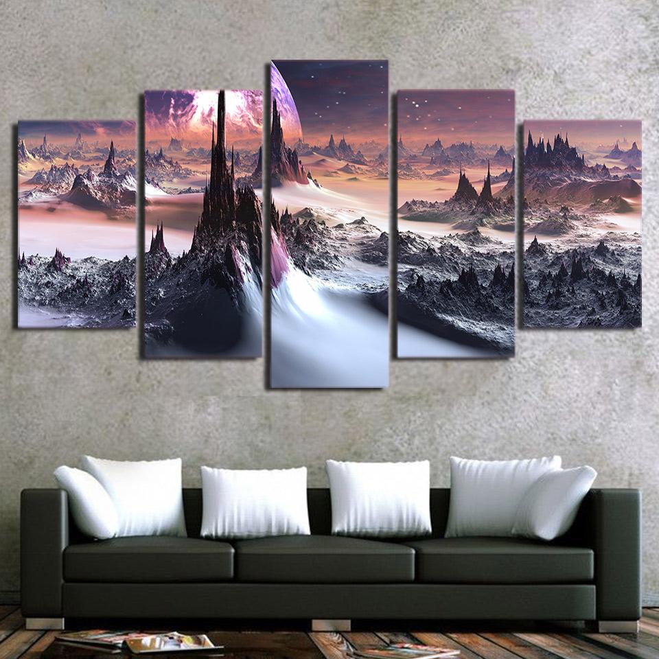 Science Space Galaxy - Nature 5 Panel Canvas Art Wall Decor Science Space Galaxy - Nature 5 Panel Canvas Art Wall Decor