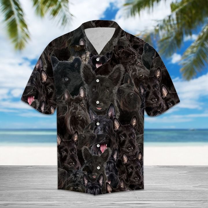 Scottish Terrier Hawaiian Shirt Summer Button Up Scottish Terrier Hawaiian Shirt Summer Button Up