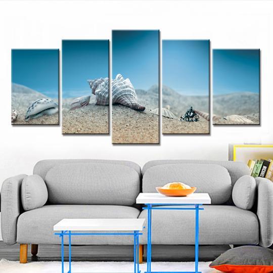 Sea Shells Conch - Animal 5 Panel Canvas Art Wall Decor Sea Shells Conch - Animal 5 Panel Canvas Art Wall Decor
