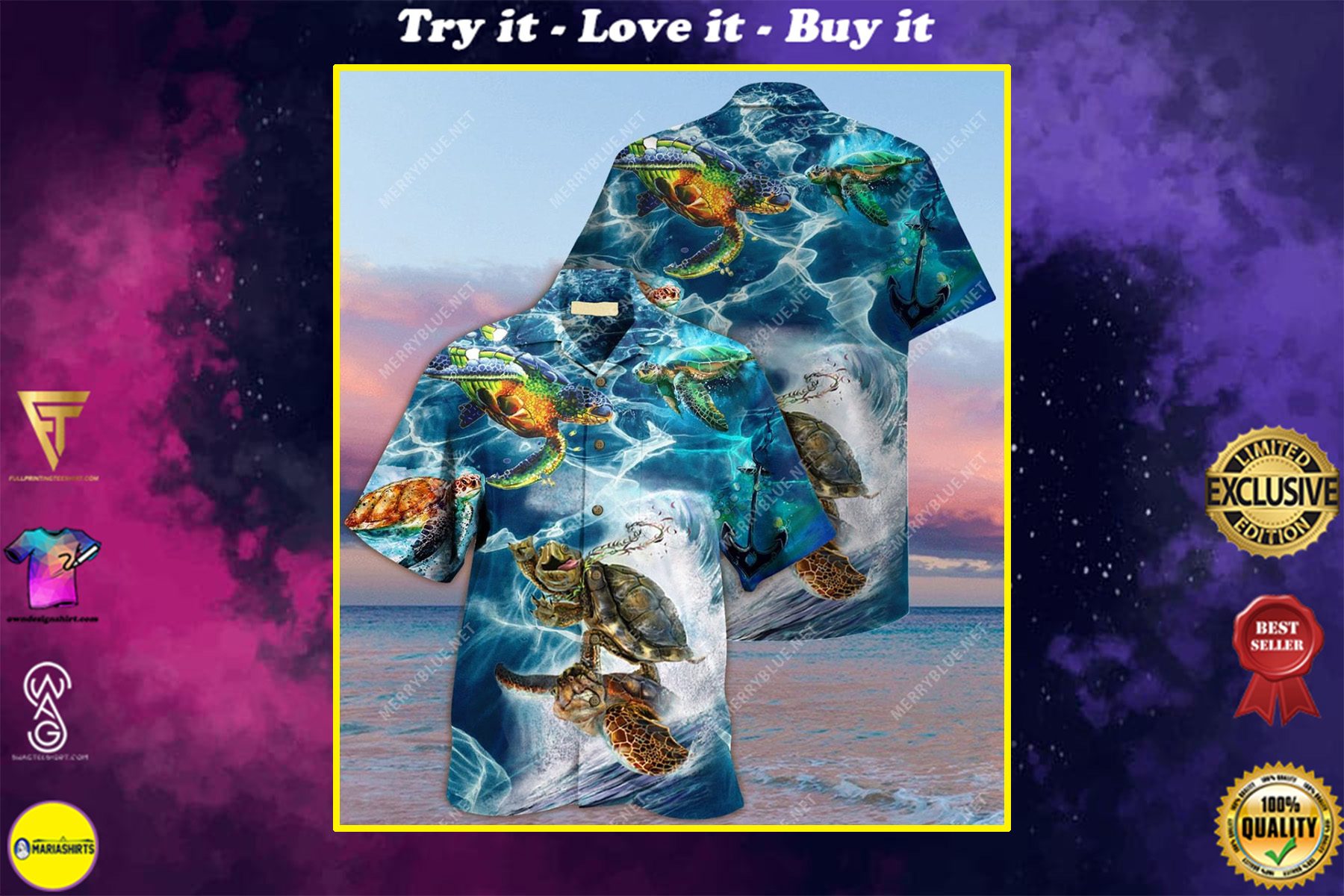 Sea Turtle And Ocean Full Printing Hawaiian Shirt Sea Turtle And Ocean Full Printing Hawaiian Shirt