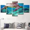 Sea Turtle Reef 01 - Animal 5 Panel Canvas Art Wall Decor