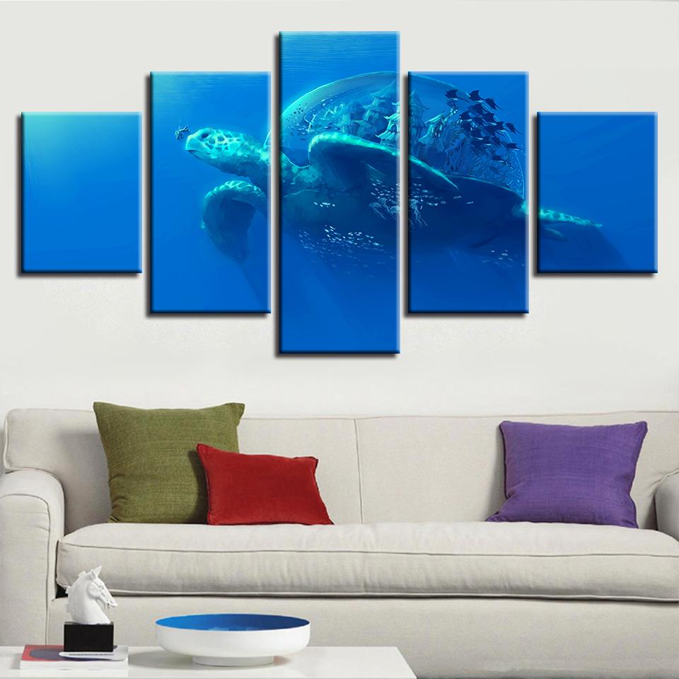 Sea Turtles 01 - Animal 5 Panel Canvas Art Wall Decor Sea Turtles 01 - Animal 5 Panel Canvas Art Wall Decor
