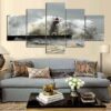 Sea Wave Lighthouse 01 - Nature 5 Panel Canvas Art Wall Decor